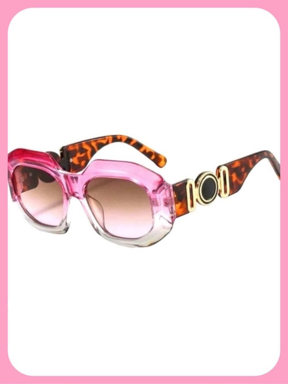 PINK‎ AND GRAY TRANSLUCENT FRAMES WITH TEA LENSES-LUXURY OVERSIZED SUNNIES NEW